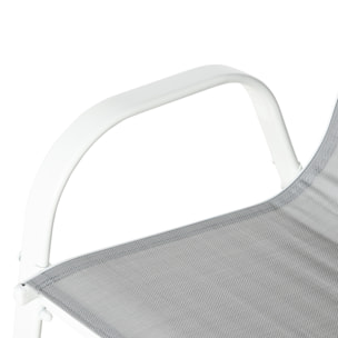 Conjunto de Mesa y Sillas Jardín de 7 Piezas, Muebles de Jardín Exterior con Mesa y 6 Sillas para Terraza con Orificio para Sombrilla y Encimera de Cristal, para Terraza Patio, Gris