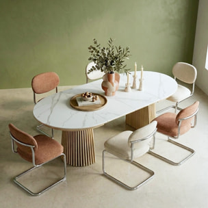 Table à manger ronde extensible en céramique bicolore 6/8 places - ADA