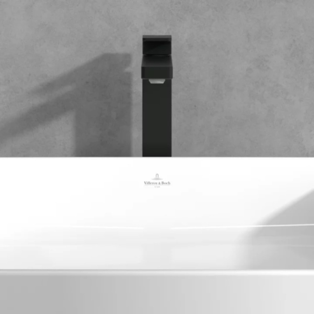 Mitigeur lavabo surélevé Architectura Square avec vidage Push Open Noir mat