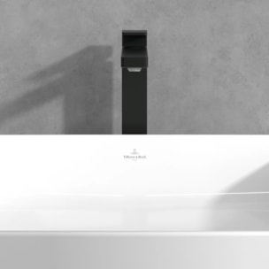 Mitigeur lavabo surélevé Architectura Square avec vidage Push Open Noir mat