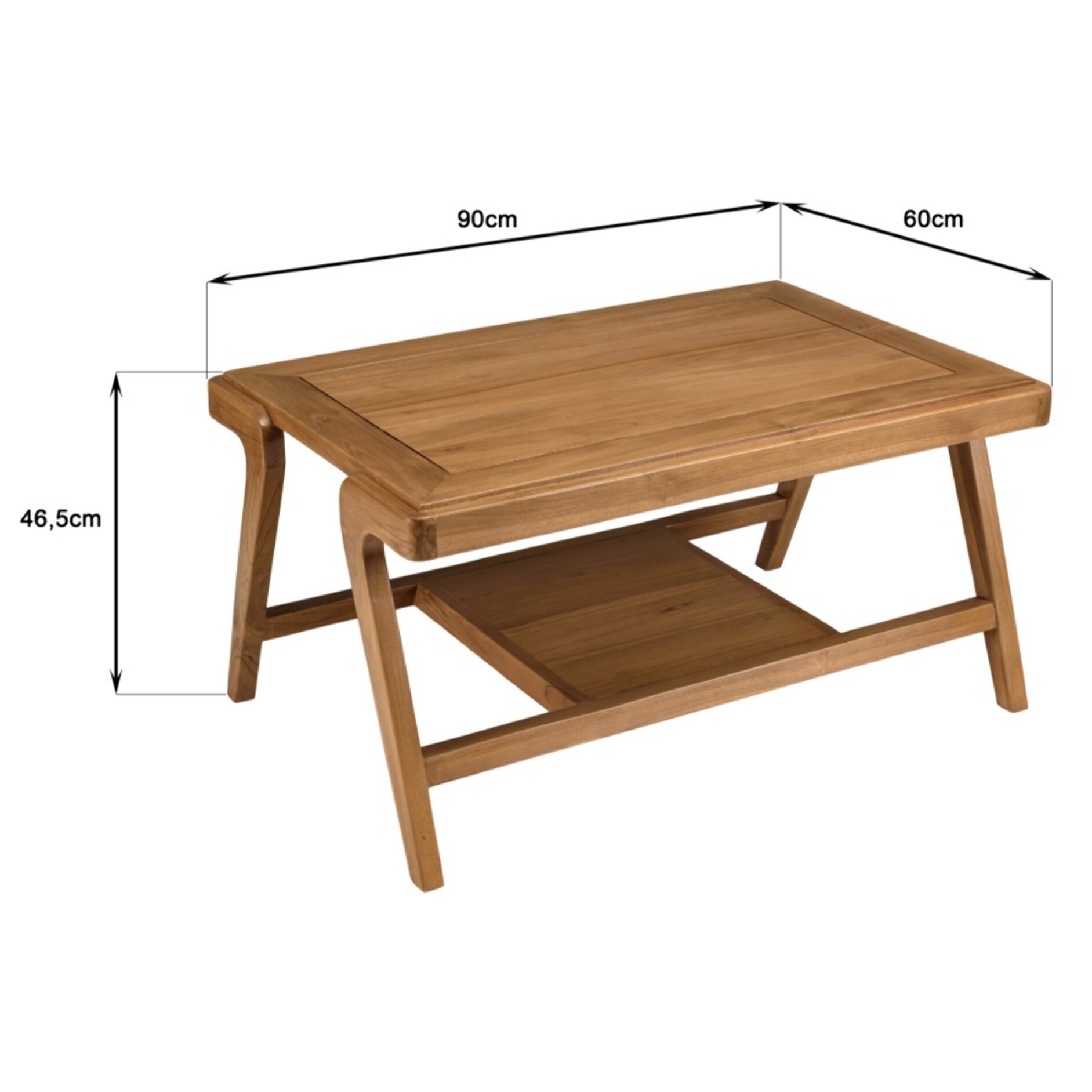 WILL - Table basse FLORES rectangulaire double plateau en teck