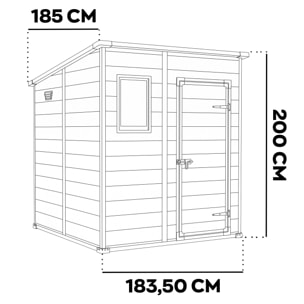Manor Pent 6x6 - Casetta da Giardino 183,50x200x185 cm 1 Anta per deposito attrezzi finitura effetto legno graffiato in Resina Grigio