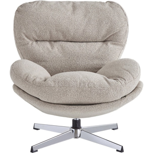 Fauteuil pivotant en tissu bouclé et piètement chromé - OLI