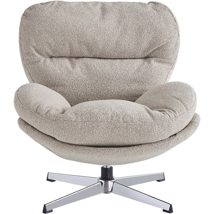 Fauteuil pivotant en tissu bouclé et piètement chromé - OLI