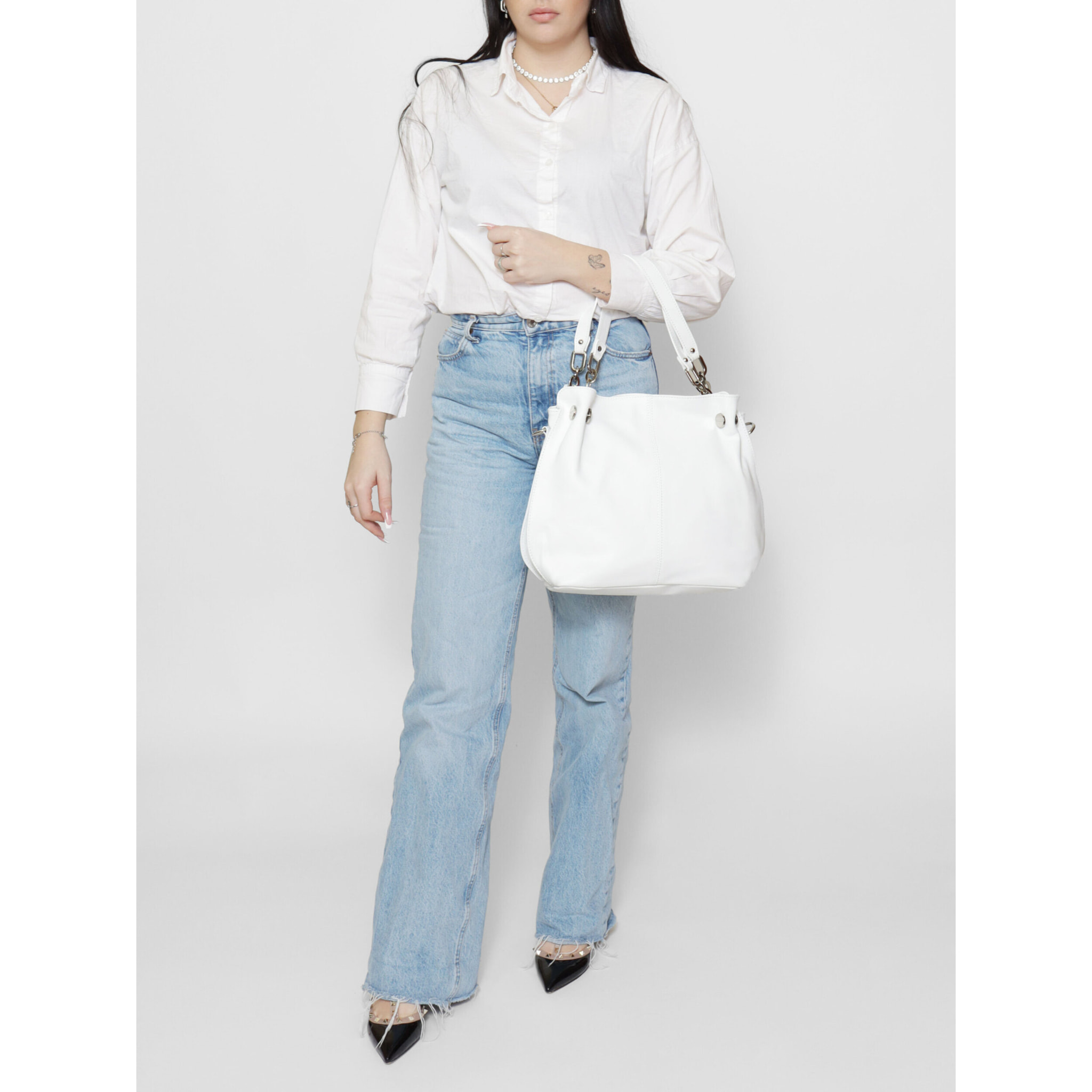 Borsa a mano da donna Made in Italy - Modello Ereba - 100% pelle - 38.0 x 30.0 x 12.0 cm