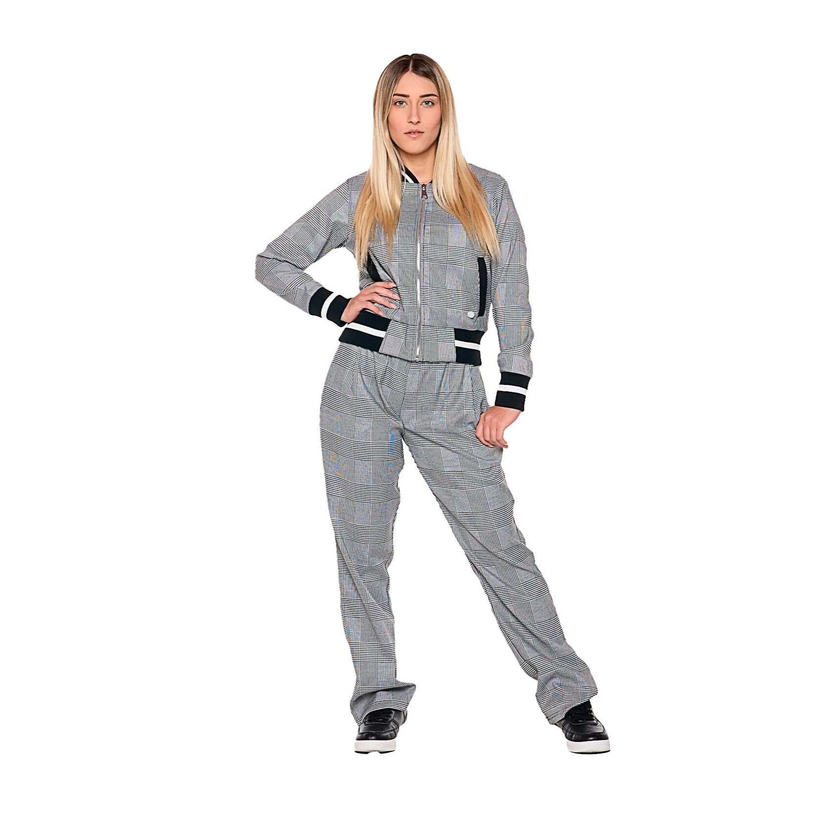 Felpa da donna in "Prince of Galles" con zip "Pearl"