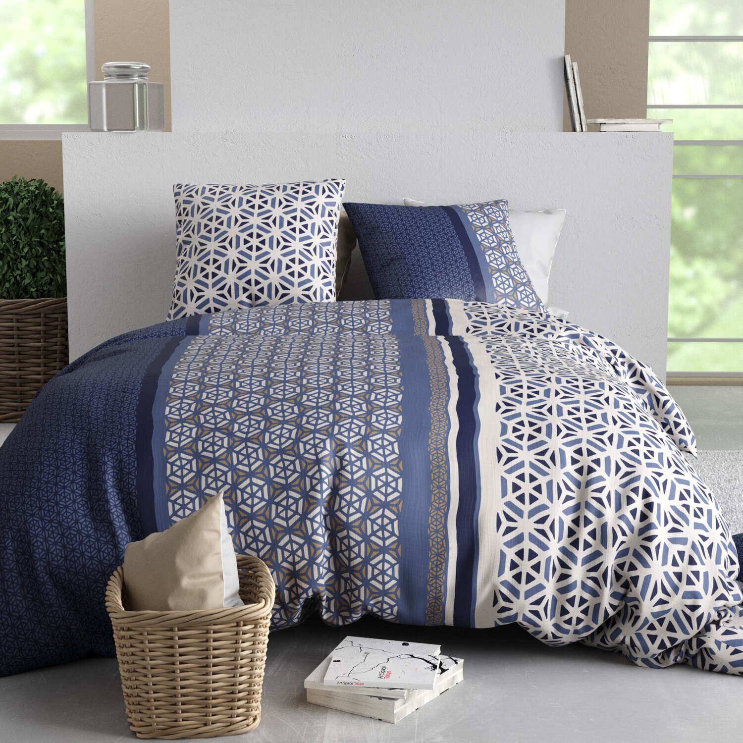 Parure housse de couette imprimé 100% coton - mil