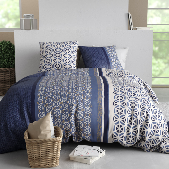 Parure housse de couette imprimé 100% coton - mil