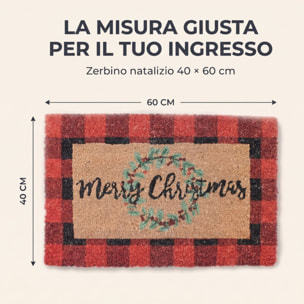 Zerbino natalizio Merry Christmas in cocco e PVC - Multicolore