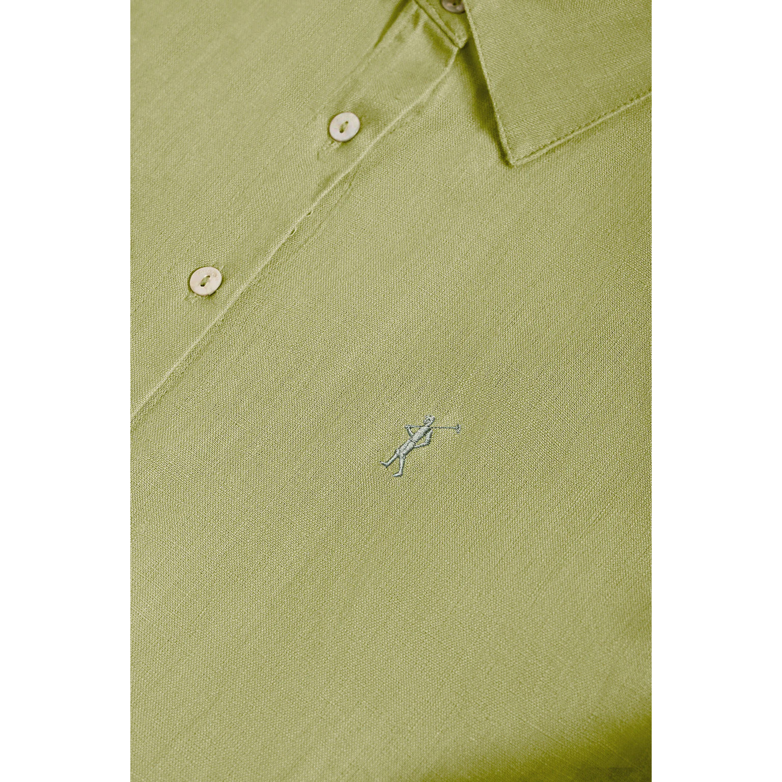 Camicia verde in lino con particolare ricamato Rigby Go