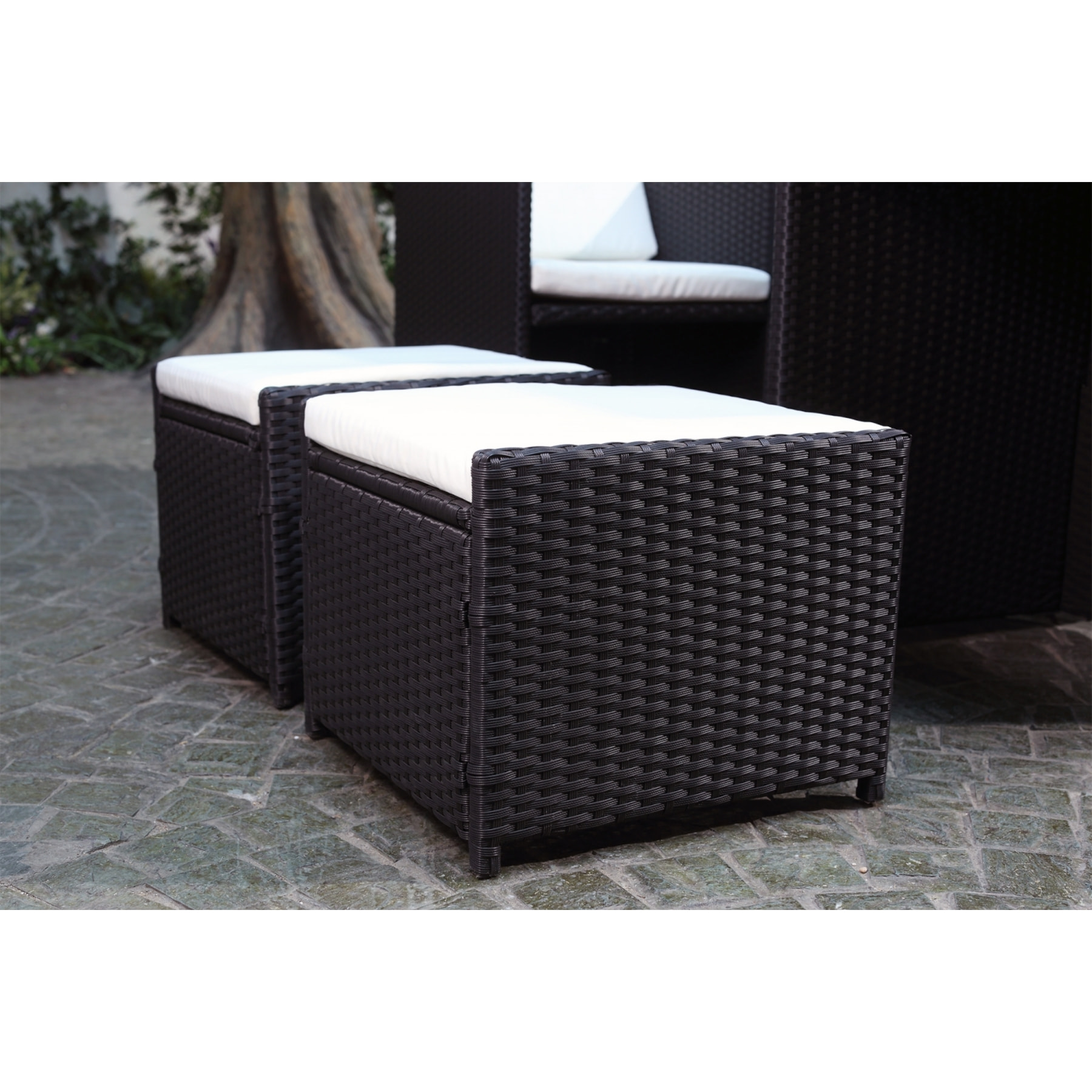 Salon de jardin 10 places noir-blanc + housse de protection REGINA