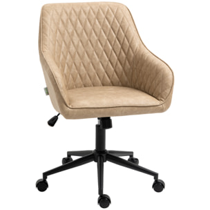 Silla de Oficina Ergonómica Silla de Escritorio Giratoria de Cuero PU con Altura Ajustable y Función de Inclinación para Salón Dormitorio Estudio 59x60x90-100 cm Marrón