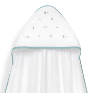 Capa Baño 1X1 Mod Estrella Luna Multicolor+Gorro Bco/Verde