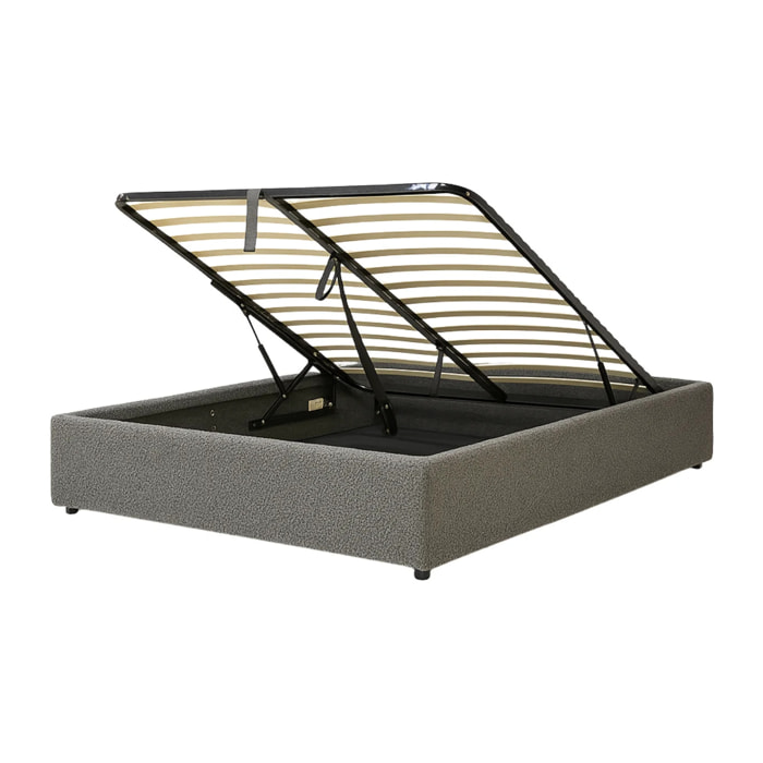 Lit coffre Futura | Ouverture électrique avec télécommande | Espace de stockage jusqu'à 900 L | Bouclette | Gris