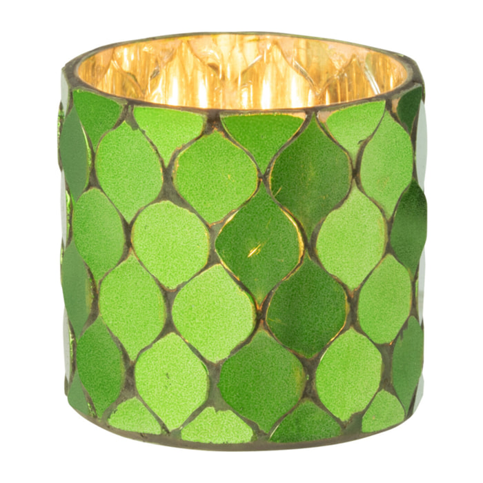 J-Line photophore Cylindre Mosaïque - verre - vert - small