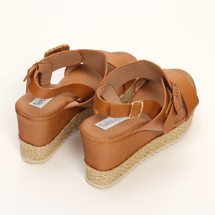 Sandali in simil pelle con zeppa