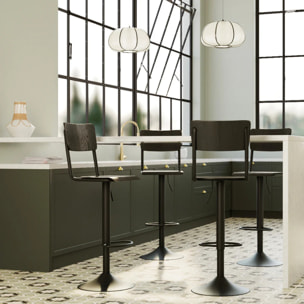 Lot de 2 chaises de bar réglables 60/80 cm en bois noir - Clem