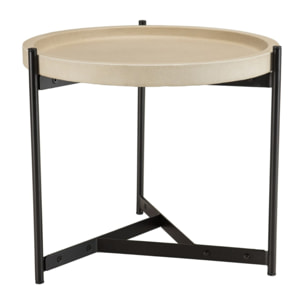HECTOR - Table d'appoint 52x50cm plateau béton beige pieds métal noir