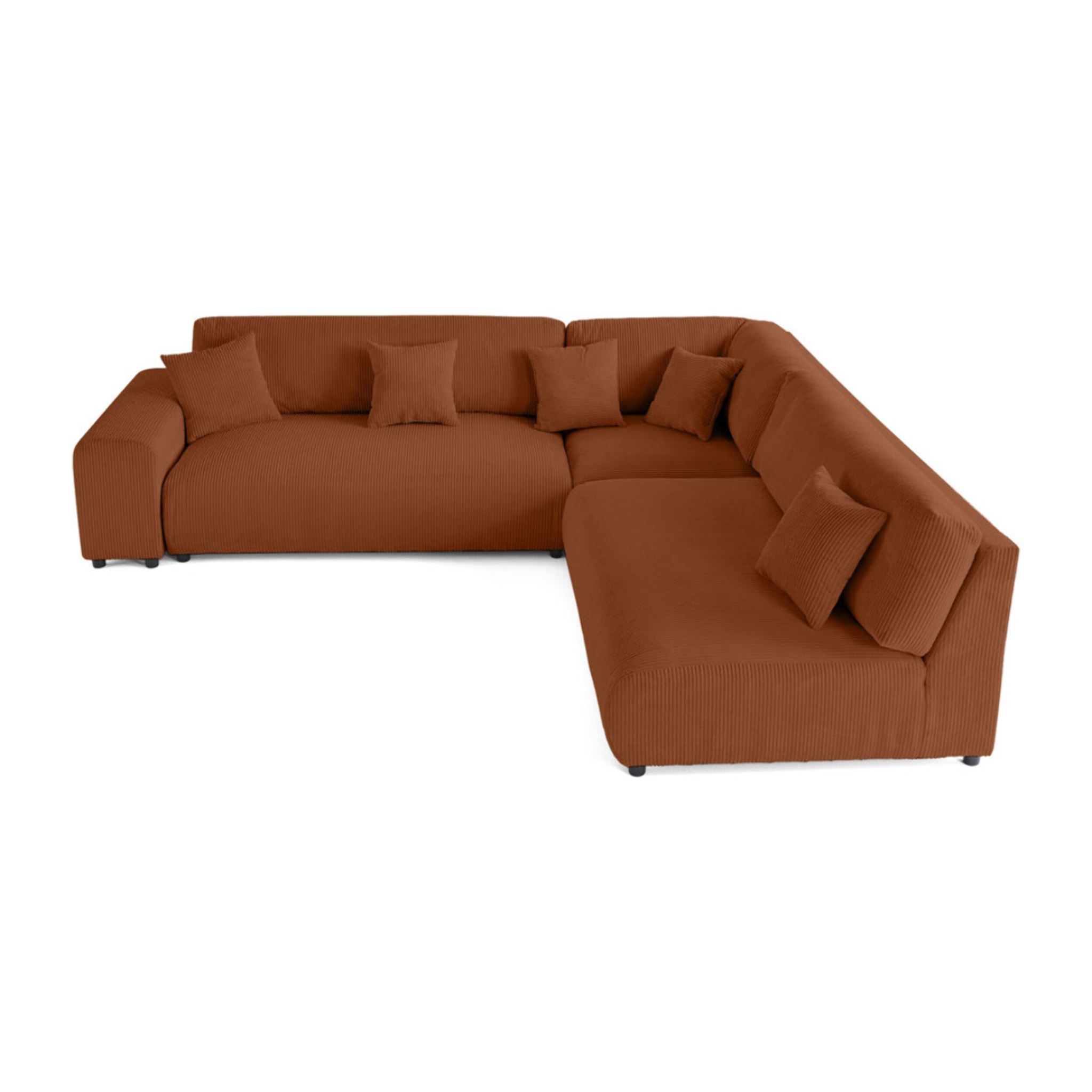 Garance - canapé modulable d'angle droit - 6 places - en velours côtelé - Terracotta