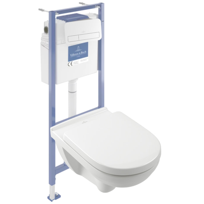 Pack WC sans bride O novo avec abattant frein de chute + bâti Viconnect PRO + plaque blanche