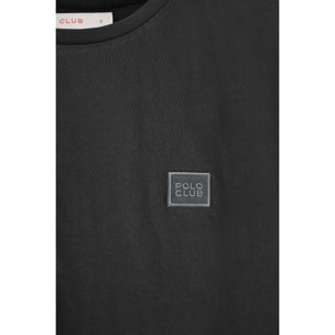 Maglietta grigio scuro dal fit dritto con toppa personalizzata Polo Club