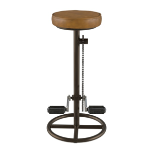 Tabouret de bar 73 cm en cuir marron - Gaya