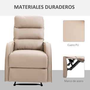 Manual Sofá Reclinable de Cuero de PU 65x89x100cm Marrón