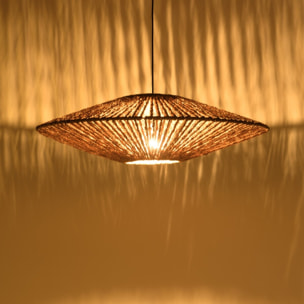 SIXTINE - Suspension 'cymbale' 100x100cm en fibre de coco/teck recyclé