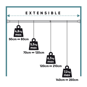 Barra presión extensible sin taladrar Negro