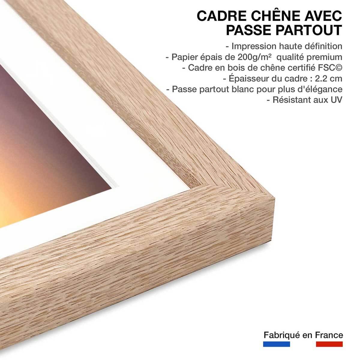 Affiche ""Dubai sunset"" Affiche + cadre en bois - Chêne