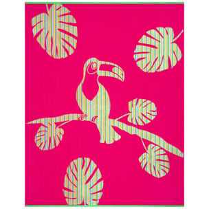 Serviette de plage XL éponge velours Jacquard Rose 140x180 400g/m² - Cadix