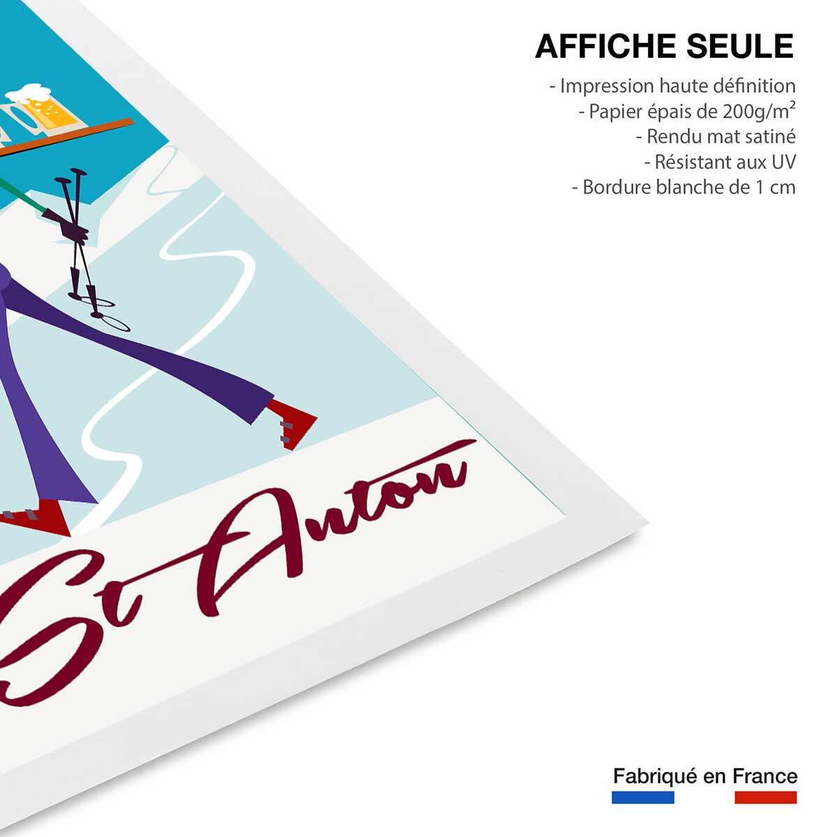 Poster retro chope à st anton Affiche seule