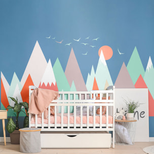 Stickers muraux enfants - Décoration chambre bébé - Autocollant Sticker mural géant enfant montagnes scandinaves MELANIKA