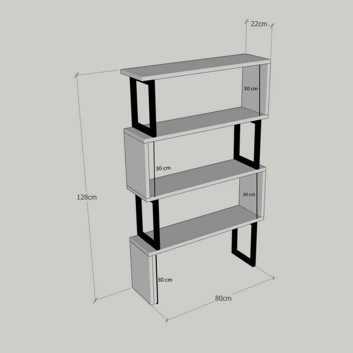 Libreria Dpoliti, Scaffale da ufficio, Mobile portalibri, Biblioteca, 80x22h128 cm, Noce