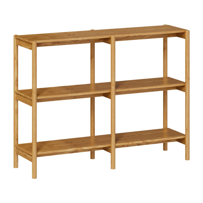 Etagère en bois d'hévéa massif, 2 étagères - Emel