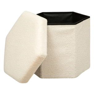 Pouf pliant "Jaiko" en bouclette 40x38cm blanc ivoire