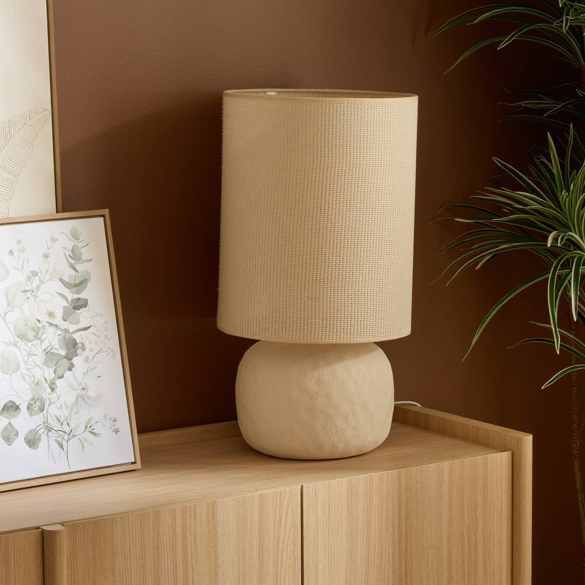 Lampe Obine cylindrique H.56cm beige