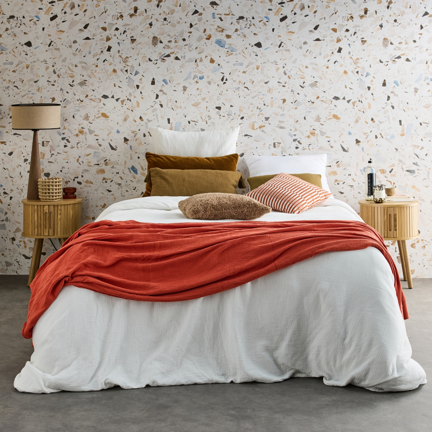 Table de chevet scandinave décor bois 2 portes coulissantes (lot de 2) LEGACY