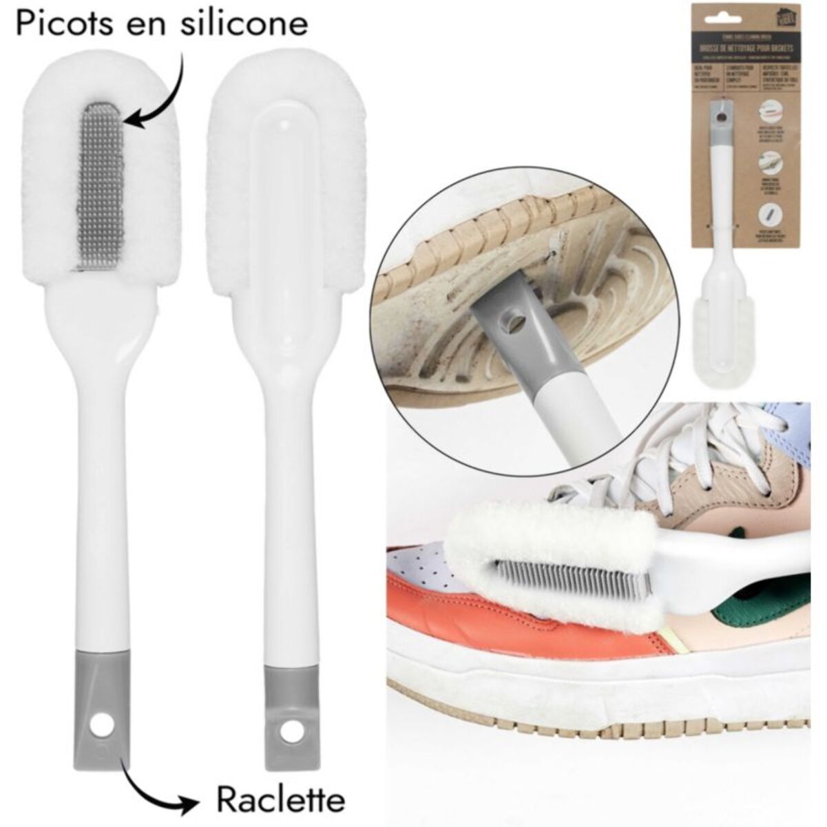 Brosse Anti-poils JE CHERCHE UNE IDEE nettoyante pour basket 24 cm