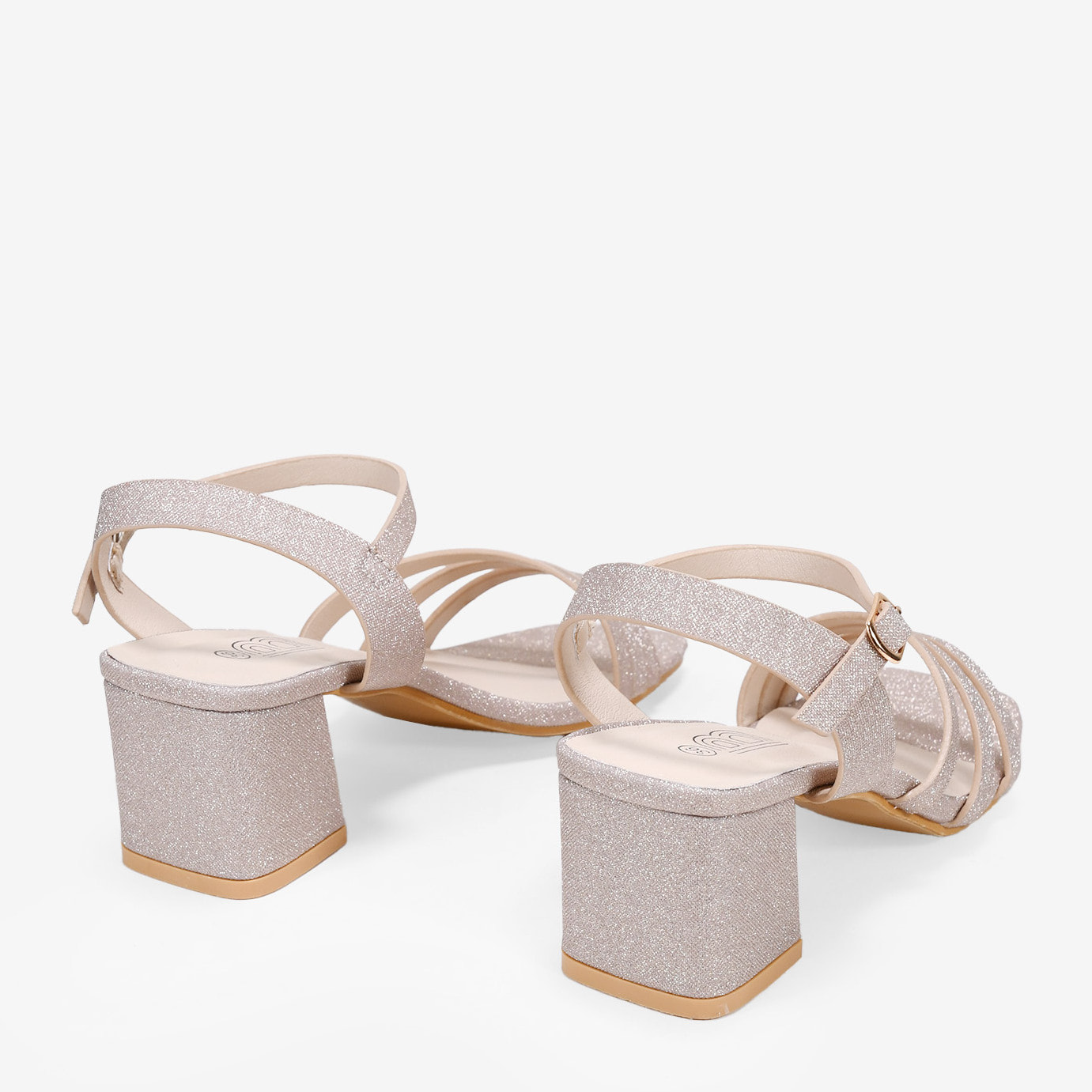 Sandalias de fiesta doradas con tacón ancho