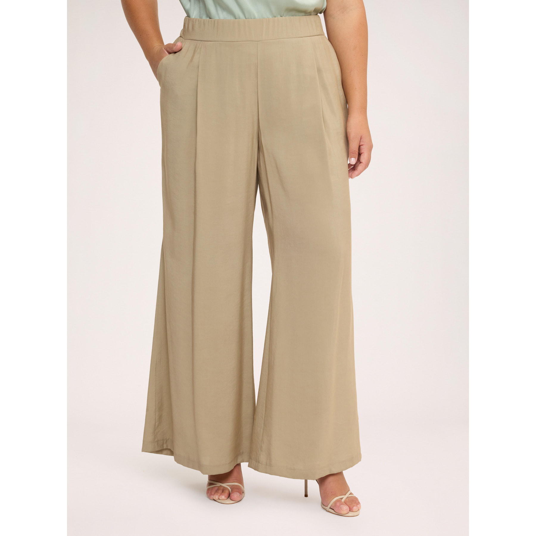 Fiorella Rubino - Pantaloni Wide Leg in misto modal - Beige