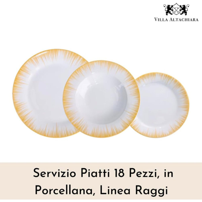 Servizio piatti Raggi da 18 pezzi in porcellana