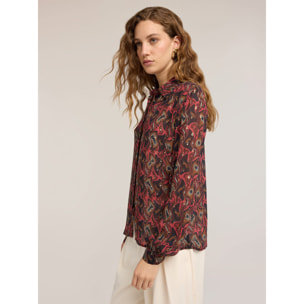Motivi - Camicia in georgette fil coupé con stampa - Rosso