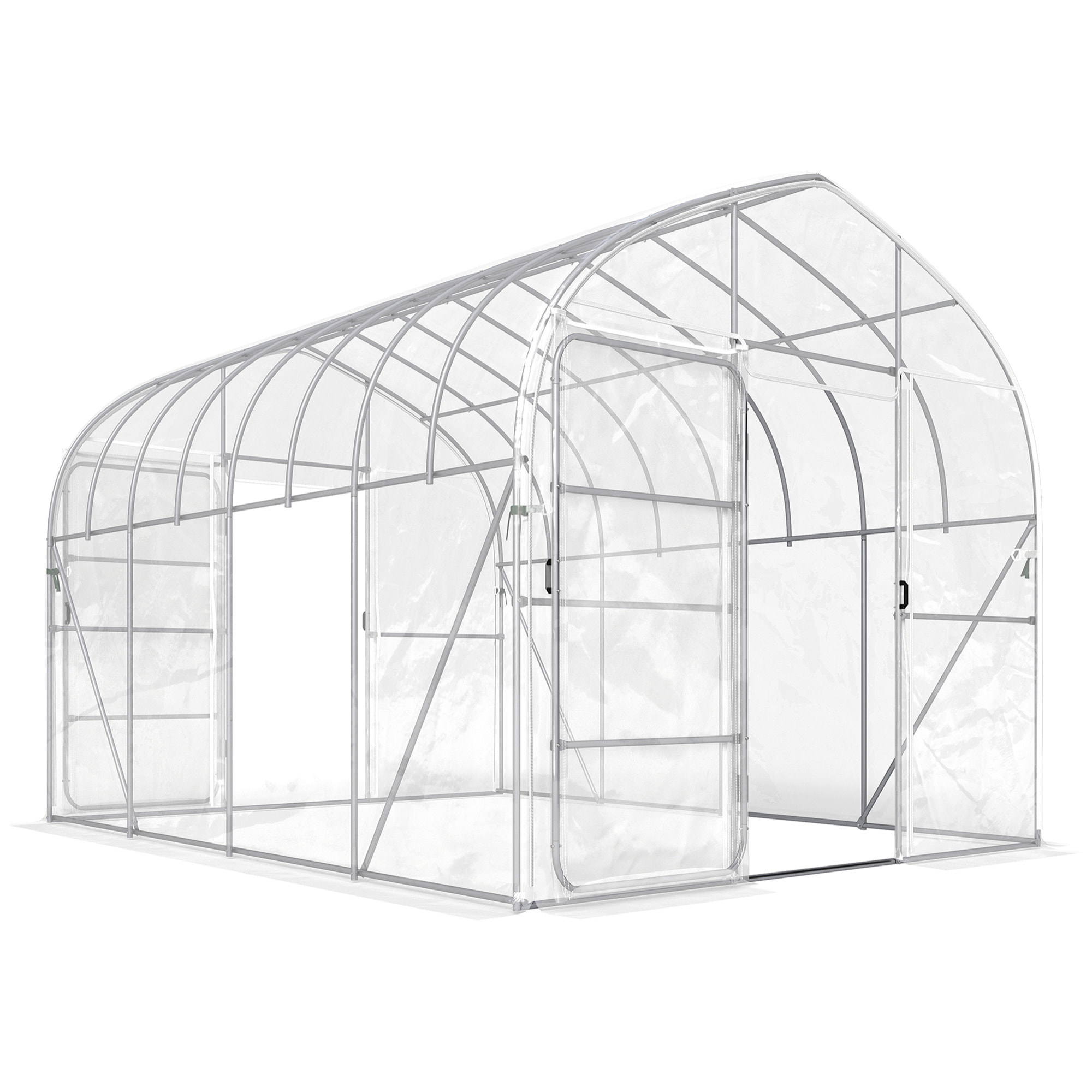 Serre tunnel jardin 12 m² - 2 portes - acier galvanisé - bâche transparente