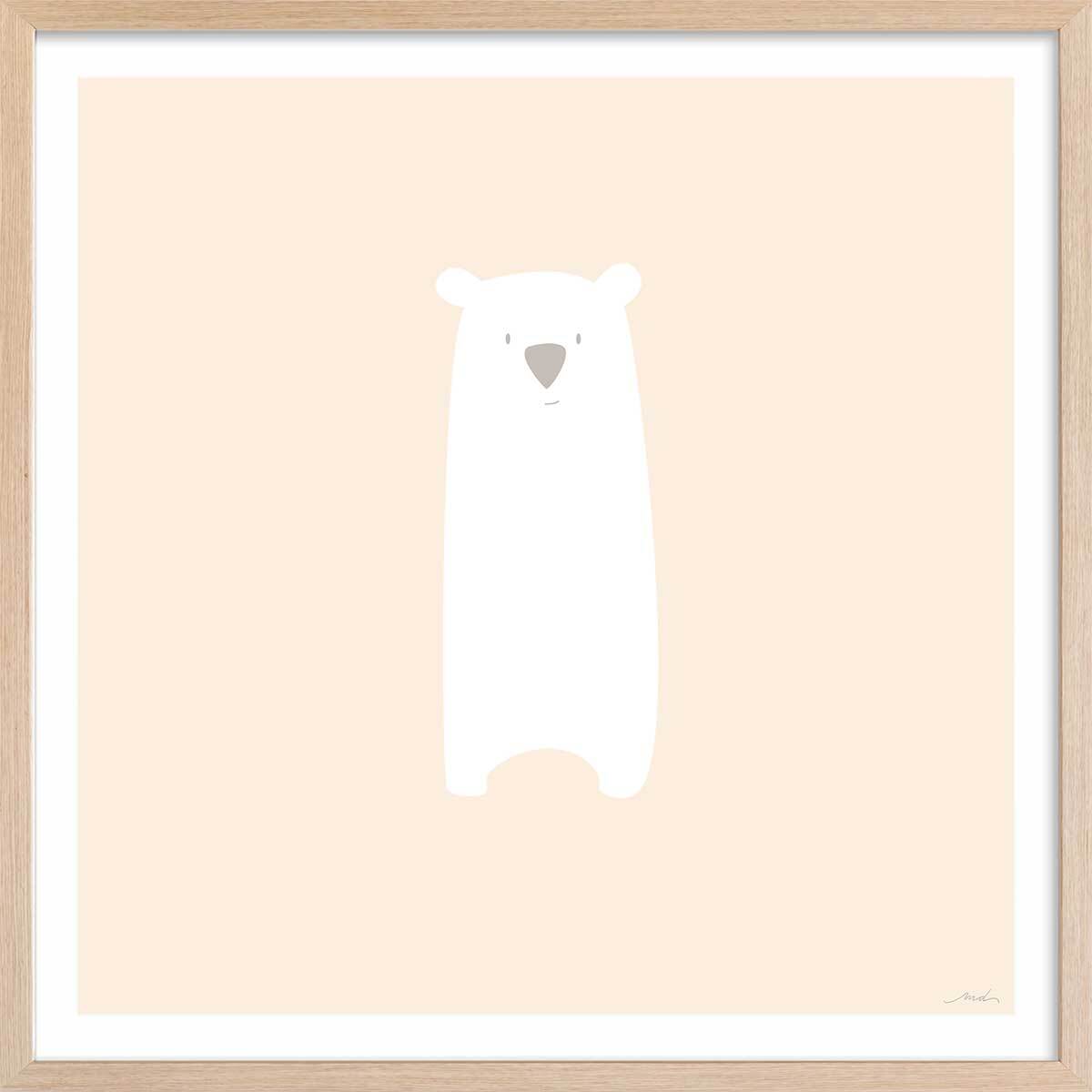 Affiche enfant grizzly mimi Affiche + cadre en bois - Chêne