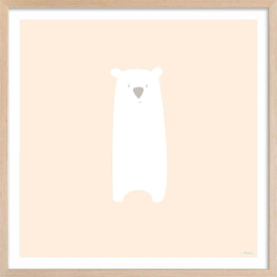 Affiche enfant grizzly mimi Affiche + cadre en bois - Chêne