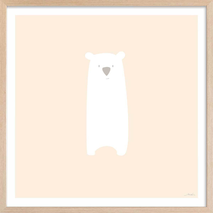Affiche enfant grizzly mimi Affiche + cadre en bois - Chêne