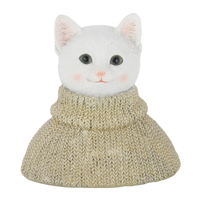 J-Line figurine Chat - polyrésine - vert/blanc