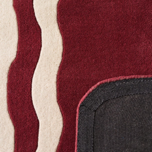 PANTONE - Tapis en laine fait main Rouge D'ORAGE à motif wavy bordeaux