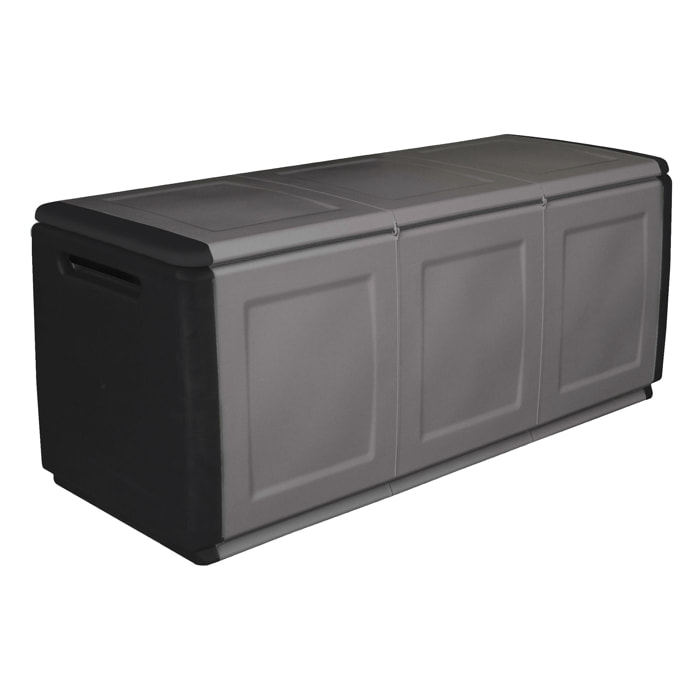 Baúl en polipropileno de 138x57x53cm - 330L color gris oscuro y negro